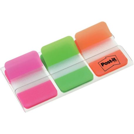 3M POSTIT Jelölőcímke, műanyag, megerősített, 3x22 lap, 25x38 mm, 3M POSTIT, vegyes