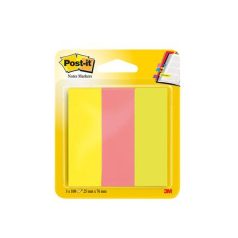  3M POSTIT Jelölőcímke, papír, 3x100 lap, 25x76 mm, 3M POSTIT, vegyes neon színek