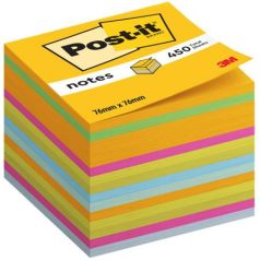   3M POSTIT Öntapadó jegyzettömb, 76x76 mm, 450 lap, 3M POSTIT, vegyes színek