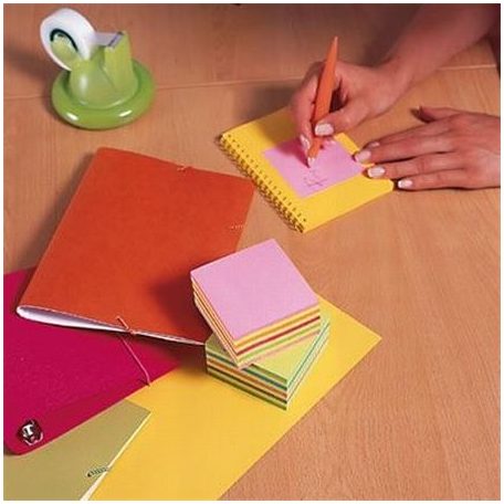 3M POSTIT Öntapadó jegyzettömb, 76x76 mm, 450 lap, 3M POSTIT, vegyes színek