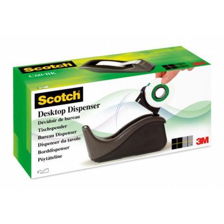 3M SCOTCH Ragasztószalag-adagoló, asztali, 3M SCOTCH "C60", fekete