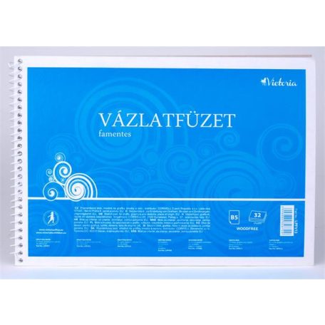 COOL BY VICTORIA Vázlatfüzet, famentes, B5, spirál, 32 lap, COOL BY VICTORIA