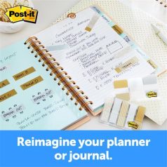   3M POSTIT Jelölőcímke, műanyag, 5x20 lap, 11,9x43,2 mm, 3M POSTIT, fémes nyomatok