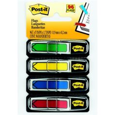   3M POSTIT Jelölőcímke, műanyag, 4x24 lap, 11,9x43,2 mm, nyíl, 3M POSTIT, vegyes