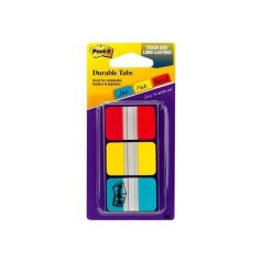   3M POSTIT Jelölőcímke, műanyag, megerősített, 3x22 lap, 25x38 mm, 3M POSTIT, vegyes