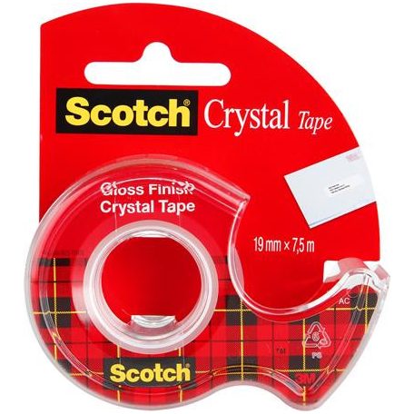 3M SCOTCH Ragasztószalag, adagolón, kézi, 19 mm x 7,5 m, 3M SCOTCH "Crystal"