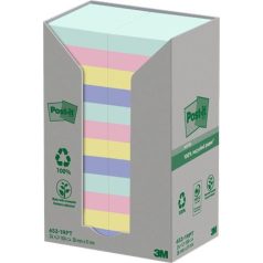   3M POSTIT Öntapadó jegyzettömb, 38x51 mm, 24x100 lap, környezetbarát, 3M POSTIT "Nature", vegyes pasztell színek