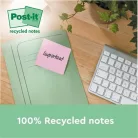 3M POSTIT Öntapadó jegyzettömb, 38x51 mm, 24x100 lap, környezetbarát, 3M POSTIT "Nature", vegyes pasztell színek