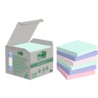 3M POSTIT Öntapadó jegyzettömb, 76x76 mm, 6x100 lap, 3M POSTIT "Nature", vegyes pasztell színek