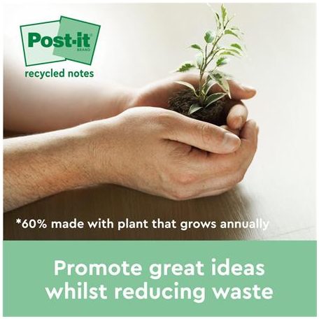 3M POSTIT Öntapadó jegyzettömb, 76x76 mm, 16x100 lap, környezetbarát, 3M POSTIT "Nature", vegyes pasztell színek