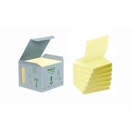 3M POSTIT Öntapadó jegyzettömb, "Z", 76x76 mm, 6x100 lap, környezetbarát, 3M POSTIT, sárga