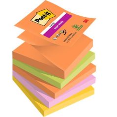   3M POSTIT Öntapadó jegyzettömb, "Z", 76x76 mm, 5x90 lap, 3M POSTIT "Super Sticky Boots", vegyes színek