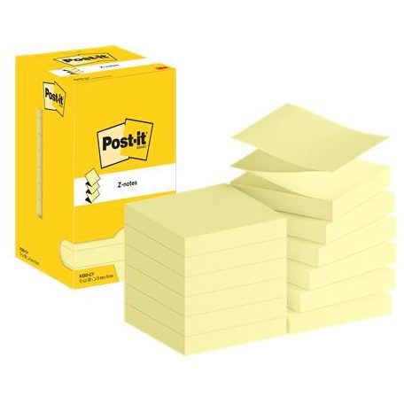 3M POSTIT Öntapadó jegyzettömb, "Z", 76x76 mm, 12x100 lap, 3M POSTIT, kanári sárga