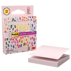   3M POSTIT Öntapadó jegyzettömb, "Z", adagolóval, 76x76 mm, 90 lap, 3M POSTIT "Super Sticky", pasztell rózsaszín