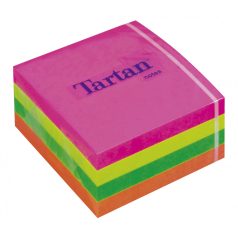   TARTAN Öntapadó jegyzettömb, 76x76 mm, 400 lap, TARTAN, vegyes neon színek