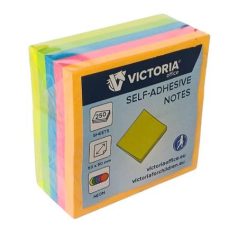  VICTORIA OFFICE Öntapadó jegyzettömb, 50x50 mm, 250 lap, VICTORIA OFFICE, neon