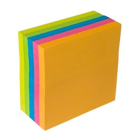 VICTORIA OFFICE Öntapadó jegyzettömb, 50x50 mm, 250 lap, VICTORIA OFFICE, neon