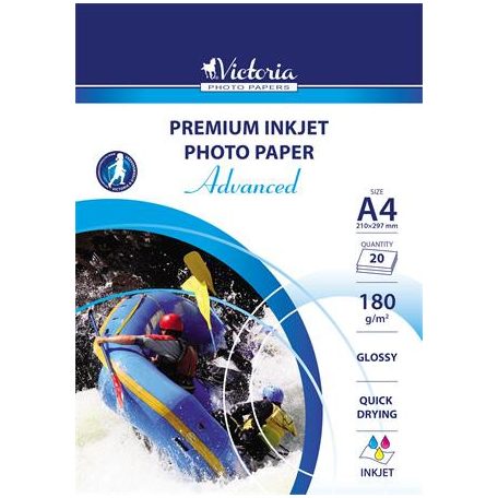 VICTORIA PAPER Fotópapír, tintasugaras, A4, 180 g, fényes, VICTORIA PAPER "Advanced"