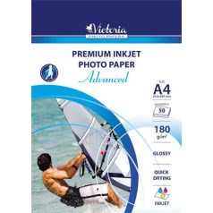   VICTORIA PAPER Fotópapír, tintasugaras, A4, 180 g, fényes, VICTORIA PAPER "Advanced"