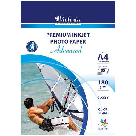 VICTORIA PAPER Fotópapír, tintasugaras, A4, 180 g, fényes, VICTORIA PAPER "Advanced"