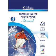   VICTORIA PAPER Fotópapír, tintasugaras, A4, 240 g, fényes, VICTORIA PAPER "Advanced"