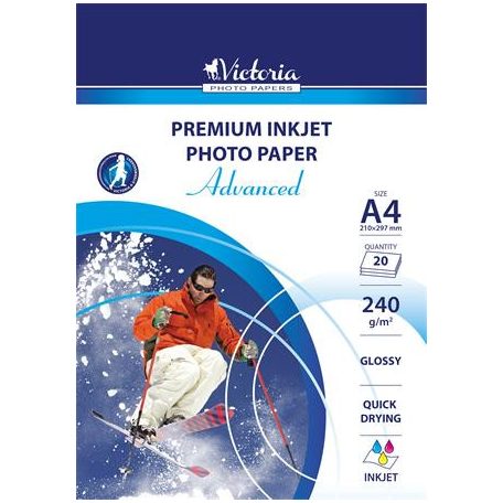 VICTORIA PAPER Fotópapír, tintasugaras, A4, 240 g, fényes, VICTORIA PAPER "Advanced"
