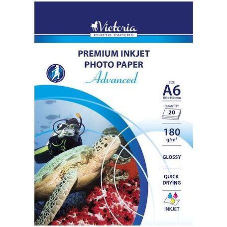 VICTORIA PAPER Fotópapír, tintasugaras, A6, 180 g, fényes, VICTORIA PAPER "Advanced"