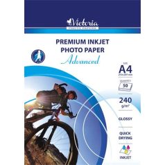   VICTORIA PAPER Fotópapír, tintasugaras, A4, 240 g, fényes, VICTORIA PAPER "Advanced"