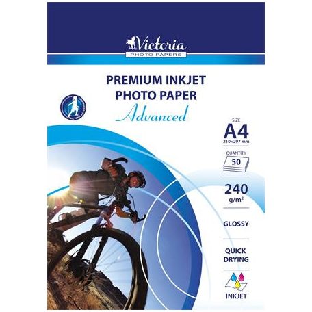 VICTORIA PAPER Fotópapír, tintasugaras, A4, 240 g, fényes, VICTORIA PAPER "Advanced"