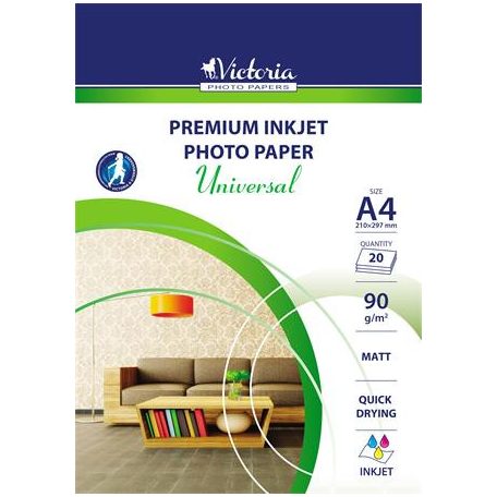 VICTORIA PAPER Fotópapír, tintasugaras, A4, 90 g, matt, VICTORIA PAPER "Universal"