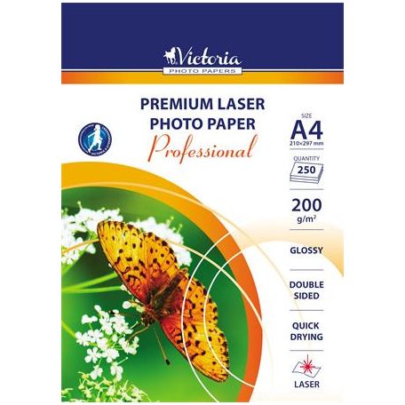 VICTORIA PAPER Fotópapír, lézer, A4, 200 g, fényes, kétoldalas, VICTORIA PAPER "Professional"