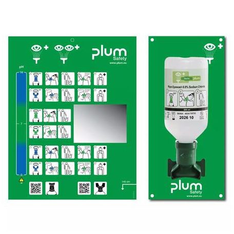 PLUM Szemöblítő állomás, fali tartóval, 500 ml, PLUM "4611"
