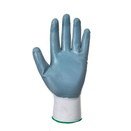 Védőkesztyű, nitril, M méret, "Flexo Grip" szürke-fehér