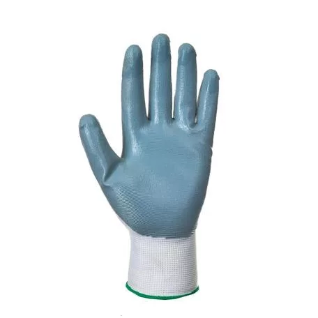 Védőkesztyű, nitril, M méret, "Flexo Grip" szürke-fehér