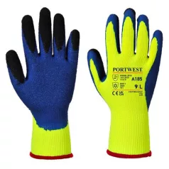   Védőkesztyű, latex, L méret "Duo-Therm", sárga-kék