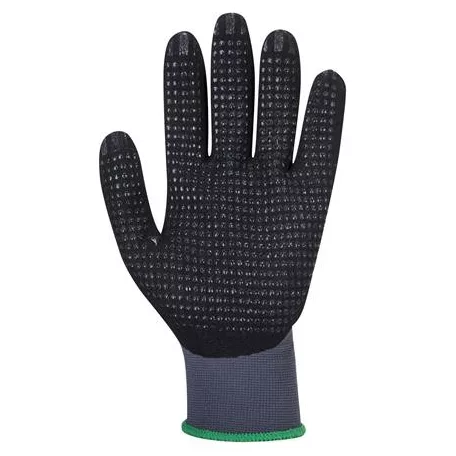 Védőkesztyű, nylon, nitrilhab, XL méret "DermiFlex Ultra Plus", szürke-fekete