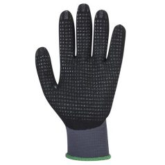   Védőkesztyű, nylon, nitrilhab, L méret "DermiFlex Ultra Plus", szürke-fekete