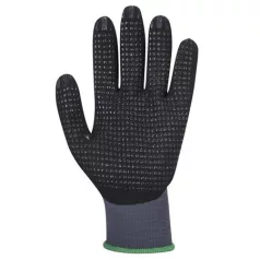   Védőkesztyű, nylon, nitrilhab, L méret "DermiFlex Ultra Plus", szürke-fekete