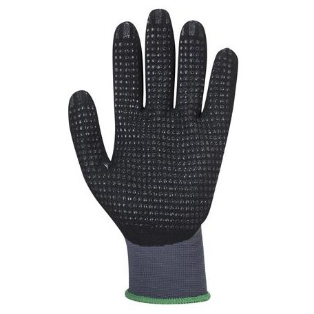 Védőkesztyű, nylon, nitrilhab, L méret "DermiFlex Ultra Plus", szürke-fekete