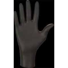   Védőkesztyű, egyszer használatos, nitril, M méret, 100 db, púder nélküli, fekete