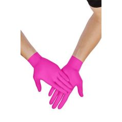   Védőkesztyű, egyszer használatos, nitril, XS méret, 100 db, púder nélküli, magenta