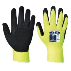   Védőkesztyű, nylon, latexhab, tenyerén mártott, S méret "Hi-Vis Grip", sárga