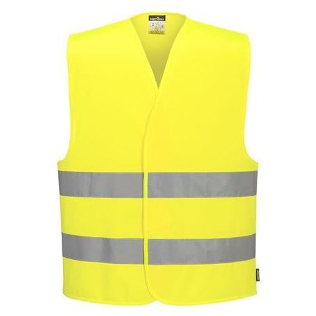 Jelzőmellény, jól láthatósági, két csíkos, S méret, "Hi-Vis", sárga