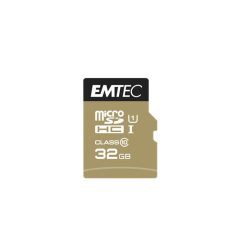   EMTEC Memóriakártya, microSDHC, 32GB, UHS-I/U1, 85/20 MB/s, adapter, EMTEC "Elite Gold"