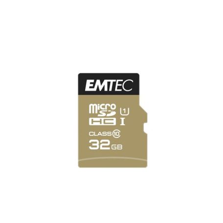 EMTEC Memóriakártya, microSDHC, 32GB, UHS-I/U1, 85/20 MB/s, adapter, EMTEC "Elite Gold"
