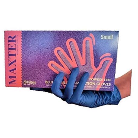 Védőkesztyű, egyszer használatos, nitril, XS méret, 200 db, púder nélküli, kék