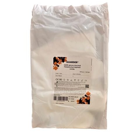 Fóliakesztyű, egyszer használatos, blokkos akasztólyukkal, L méret