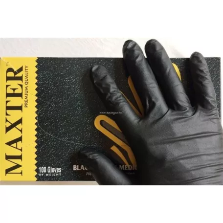 Védőkesztyű, egyszer használatos, nitril, L méret, 100 db, púder nélküli, fekete