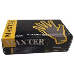   Védőkesztyű, egyszer használatos, nitril, M méret, 100 db, púder nélküli, fekete