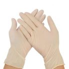 Védőkesztyű, egyszer használatos, latex, 5,7g, M méret, 100 db, púder nélküli, bézs
